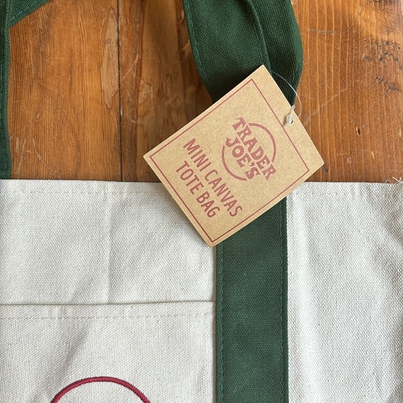 NWT Trader Joe's Mini Canvas Tote Bag - GREEN - Picture 2 of 11